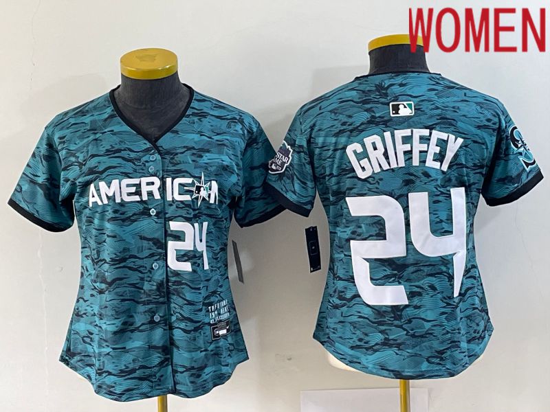 Women Seattle Mariners 24 Griffey American League Nike Green 2023 MLB All Star Jersey